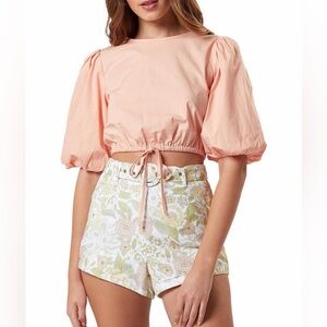 🔥 $99 CHARLIE HOLIDAY Women’s Harmony Blush Puff Sleeve Top Sz XS 🔥